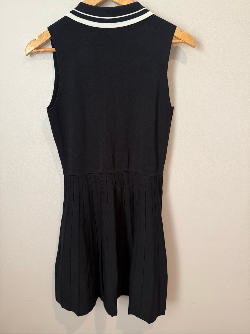 a new day Black Pleated Polo Mini Dress with White Collar Stripes - Picture 5 of 7
